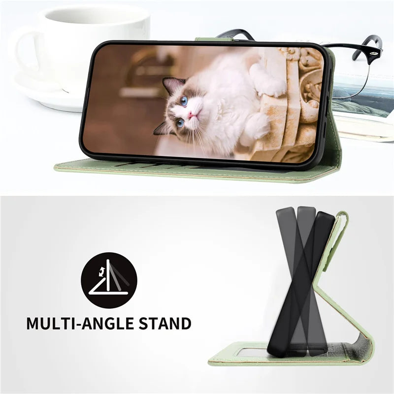Fashion Flip Book Leather Wallet Case For Samsung Galaxy Note20 Note 20 S24 FE Ultra 9 10 plus Card Animal Kawaii Cat on Cover