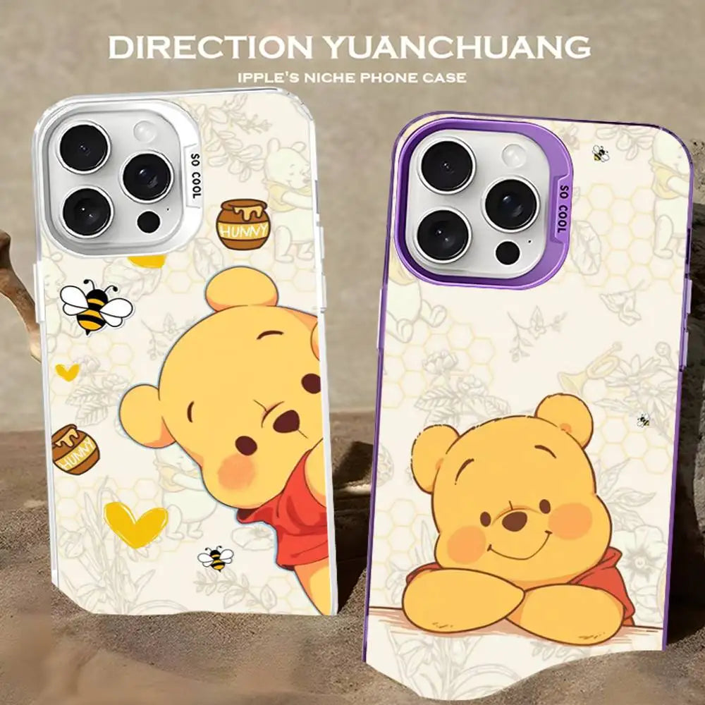 Winnies The Poohs Bear Phone Cover For IPhone 16 15 14 13 12 11 17 Pro Max Plus Color Silver Shell