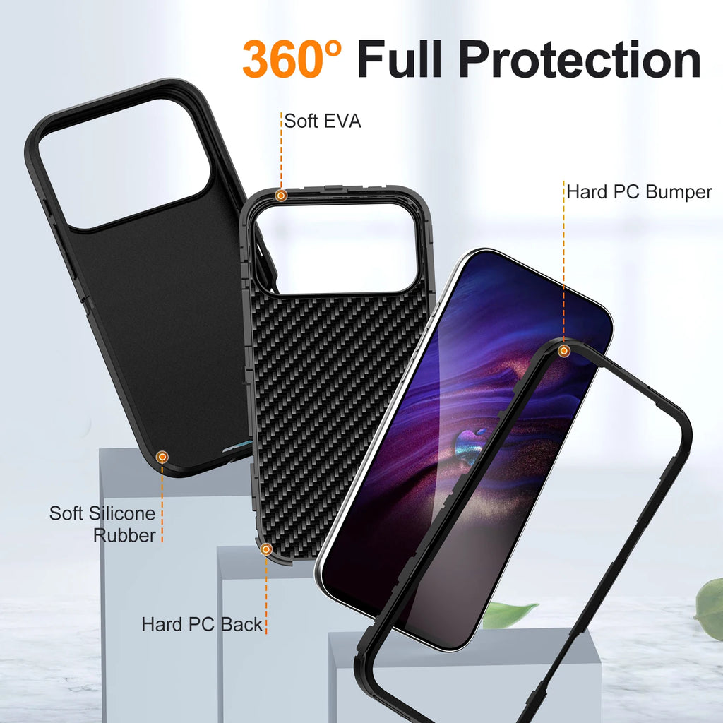 3IN1 Military Grade Heavy Duty Armor Case For IPhone 18 Pro Max 17 16 15 14 Plus Magnetic Charge TPU+PC Anti-fall Protect Cover