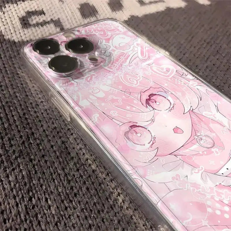 Luxury Cute Pink Loli Girl Soft Case Protection Phone Case For iPhone 17 Air 12 13 14 15 16 11 Pro Max XS XR 8 Plus Kawaii Cover