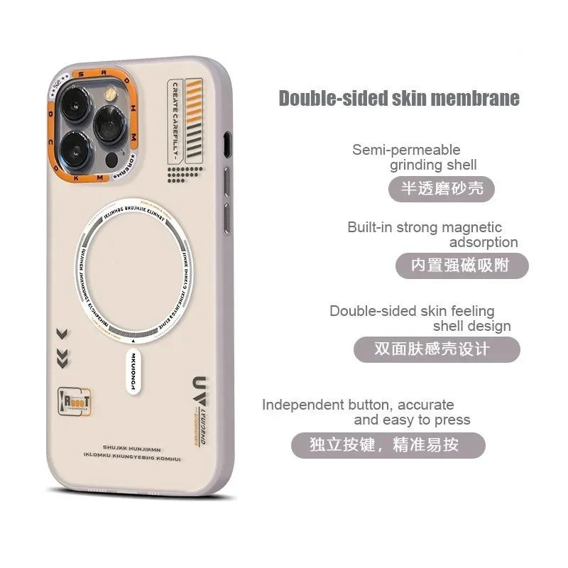 Magnetic Matte Original Case For iPhone 17 Air 16 15 14 13 Pro Max For Magsafe Wireless Charge Metal Lens Frame Buttons Cover