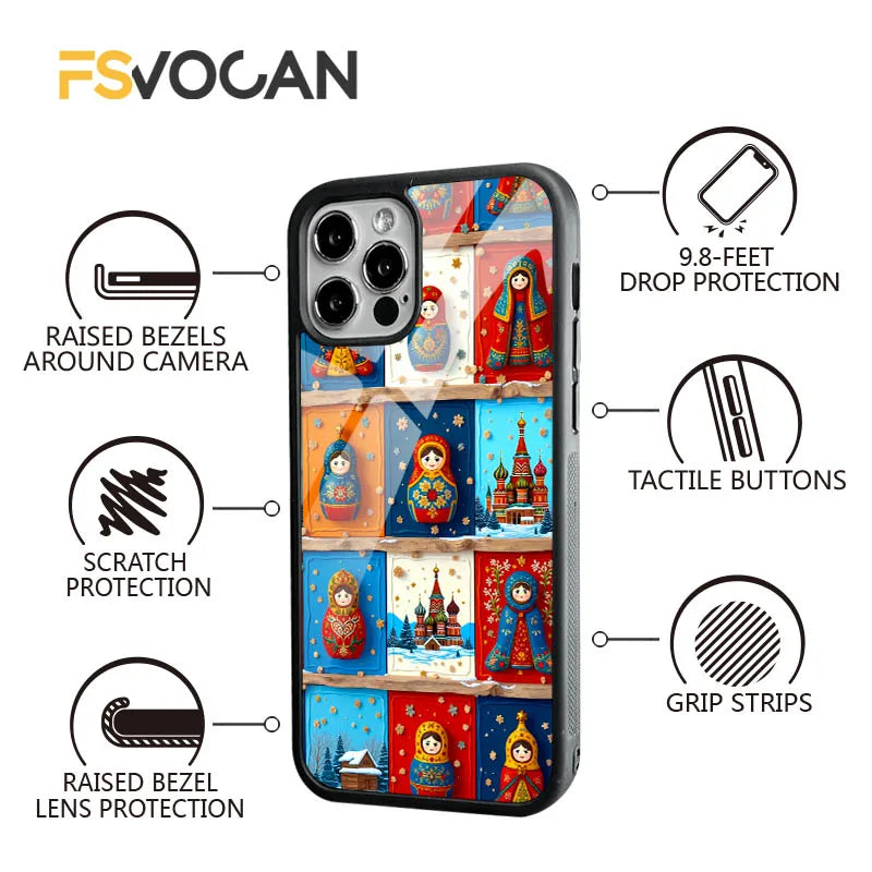 Russian Allure For iPhone 17 16 15 14 13 12 11 18 Pro Max A Playful Bear Ornate Domes and Matryoshka Dolls in Artistic Fusion