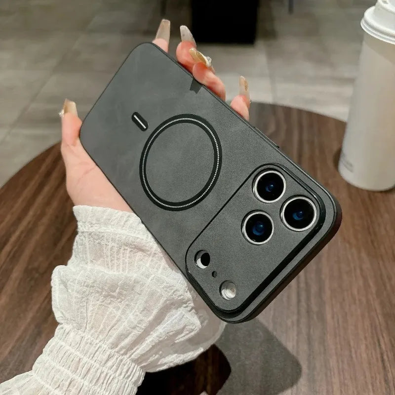 Retro Matte Leather For Magsafe Magnetic Phone Case for iPhone 17 Air 16 15 14 13 12 11 Pro Max Plus Comfortable Back Cover Capa