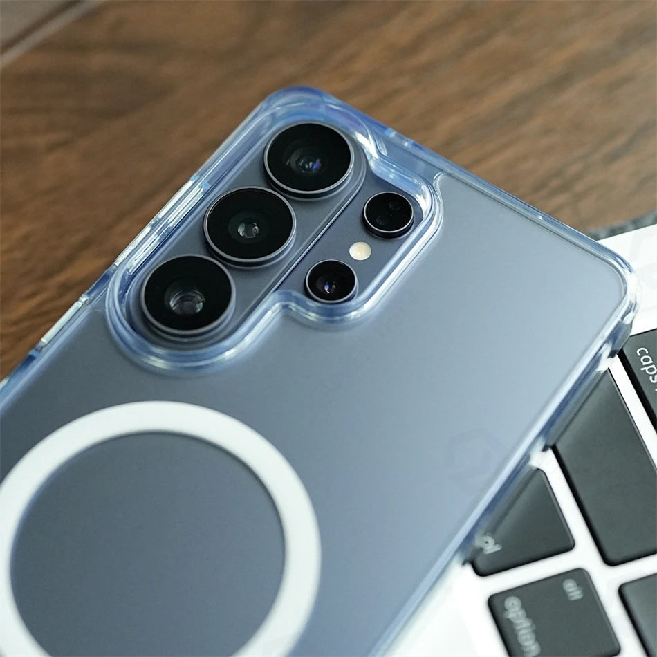 Magnetic For Magsafe Wireless Charging Translucent Case For Samsung Galaxy S26 S25 S24 Ultra Matte Clear Shockproof Bumper Cover
