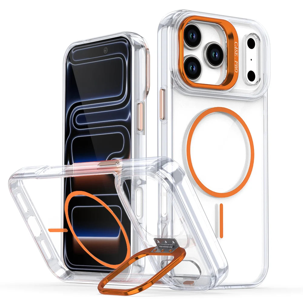 For Magsafe Camera Protector Holder Phone Cases For iPhone 17 16 15 14 13 12 11 Pro Max 16e Air Plus Case Clear Magnetic Cover