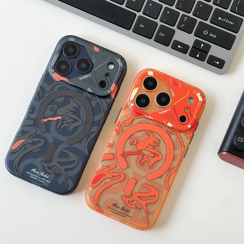 Magnetic Geometric Graffiti for MagSafe Case For iPhone 17 17Pro Max 16 Pro 15 pro Frosted Wireless Charging Anti-fall PC Cover
