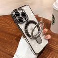 Luxury For Magsafe Bracket Case For iPhone 16 15 14 13 12 11 17 Pro Max 15 Plus Magnetic Ring Stand Holder Clear Acrylic Cover