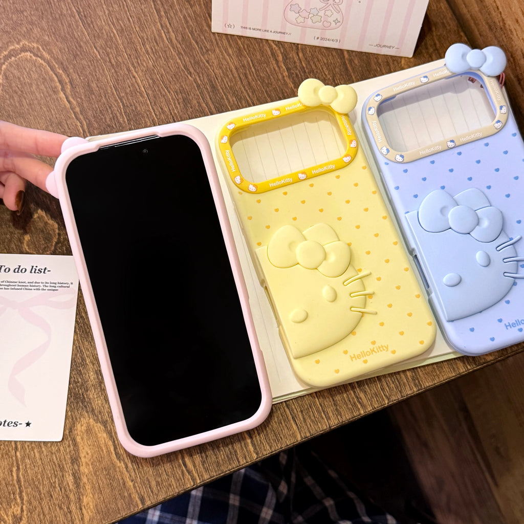 Sweet Soft Silicone Cover 3D Stereo For Hello Kitty For IPhone 13 14 15 16 17 Pro Max Girls Cute Cartoon Protective Phone Shell