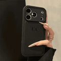 Custom Name Phone Case For iPhone 17 16 15 14 13 Pro Max Plus Air 3D Hot Stamping Faux Leather Cover Couple Gift