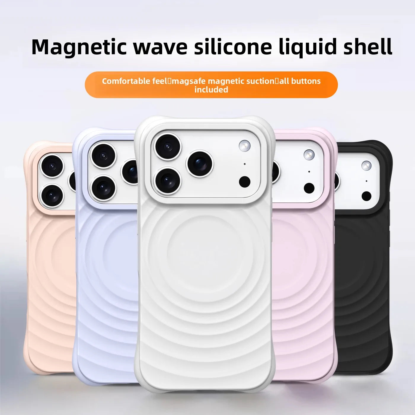 Offical Phone Case For iPhone Air 17 16 15 Pro Max Coque Water Ripple Silicone For Magsafe Wireless Charge Magnetic Soft Cover
