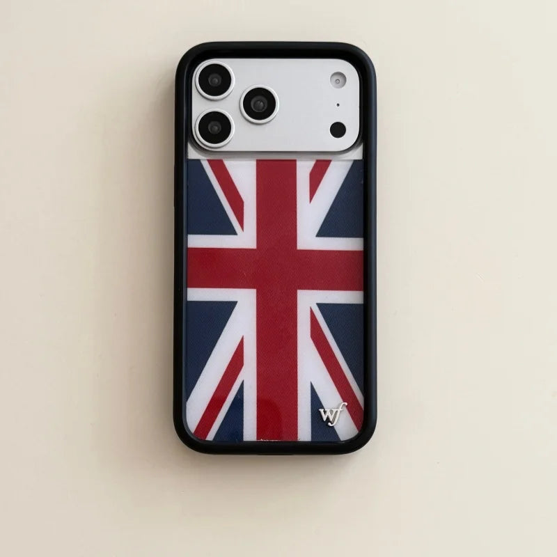 Wildflower Union Jack Phone Case for iPhone 17ProMax 12 13 14 15 16 17 Pro Max Plus Air Flag of London UK shockproof Cover
