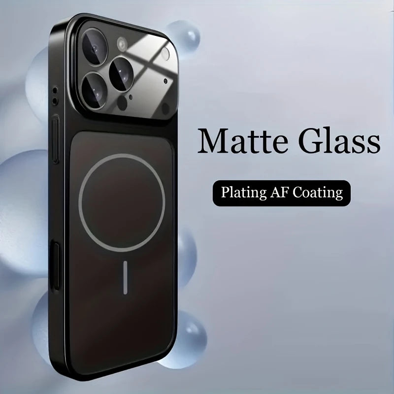 Luxurious solid color frosted glass mirror frame with high aesthetic appealPCHard back coveriPhone 17 16 15 14 13 Pro Max 17AirT