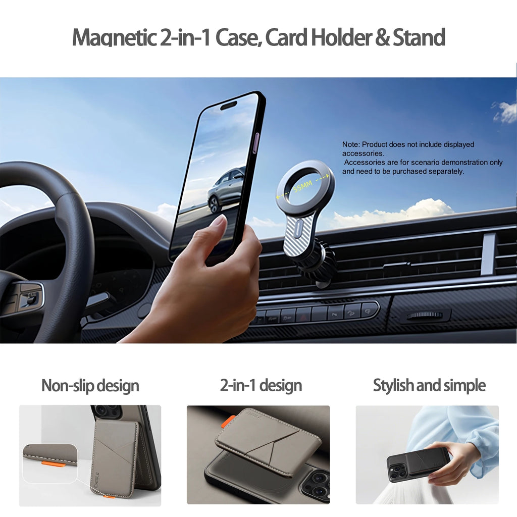 2 In 1 Detachable Magnetic Leather Case for IPhone 17 16 Pro Max 15 14 13 Wallet Cover Cards Holder Pocket