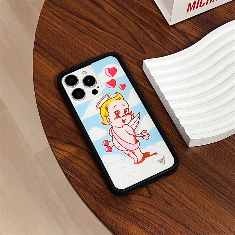 Wildflower Kensington Kiss cherub Phone Case for iPhone 17 12 13 14 15 16 Pro Max Plus Kitten Little Angel Devil lamb wf Cover﻿