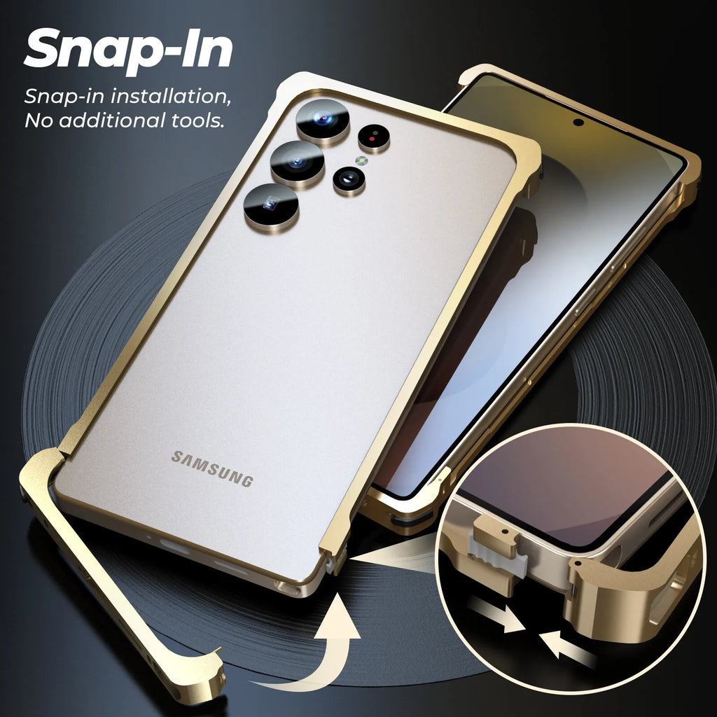 Military Grade Metal Bumper Phone Case For Samsung Galaxy S25 Edge S24 S23 S22 S26 Ultra Aluminum Frame Hard Shockproof Cover