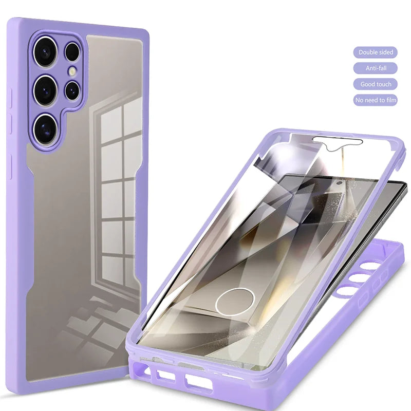 360 Full Body Protection Case For Samsung Galaxy S21 FE S22 S23 Plus S24 Ultra M02 M32 M33 M52 M53 Double Sided Shockproof Cover