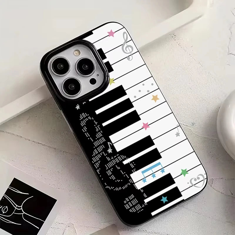 Korean INS Art Piano Key Notes Phone Case For Samsung S25 S24 Ultra S23 Ultra S22 S21 S20 Plus Note 20 S24FE S23FE Cover