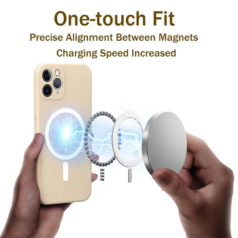 Liquid Silicone Case For iPhone 15 11 12 13 14  Pro Max Mini X XR Xs Plus Phone Magnetic Wireless Charging For Magsafe Cover