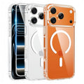 For iPhone 17 Pro Case Compatible with Magsafe Transparent Magnetic Shockproof Protective  Cover with Screen Protector -Clear