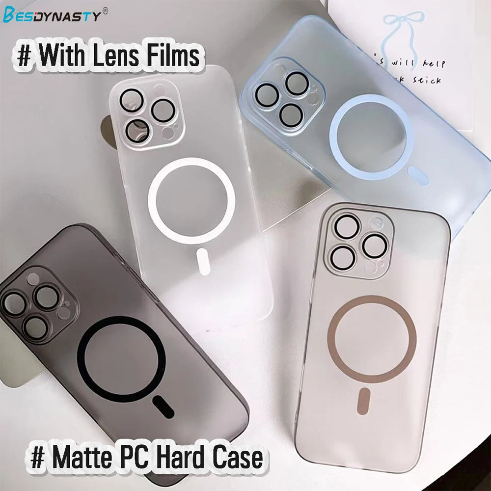 Matte Ultra-Thin for Magsafe Magnetic Case For iPhone 17 16 15 14 13 12 Pro Max Full PC Hard Translucent Wireless Charge Cover