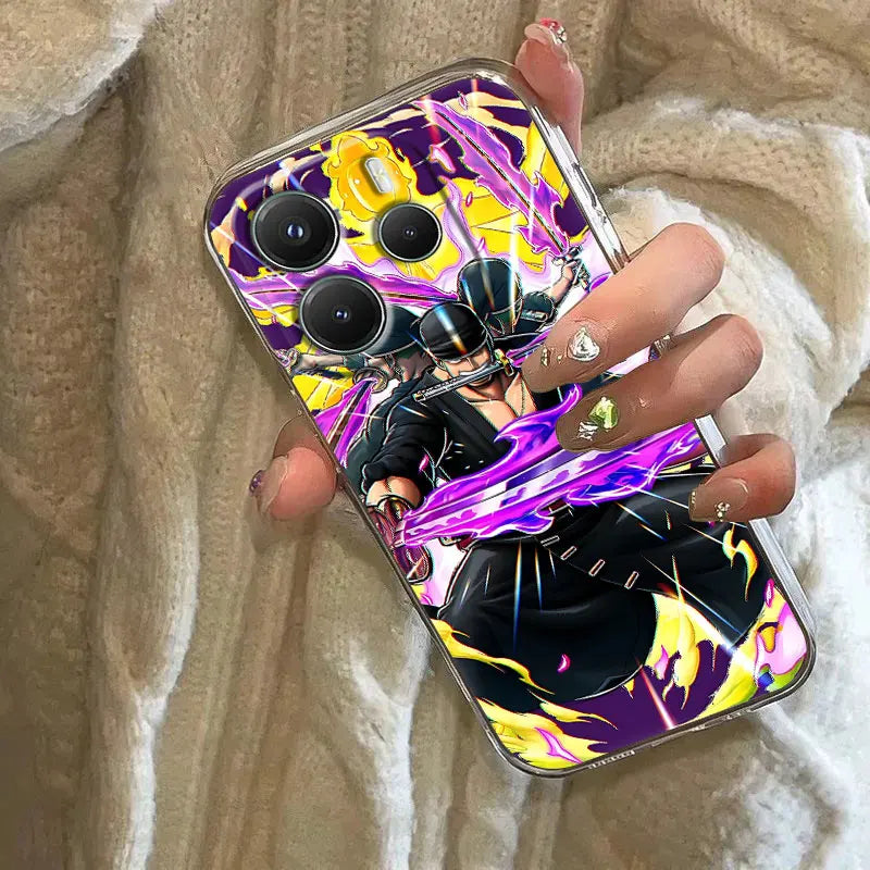 Anime Ones P-Piece Zoro Case For Xiaomi Redmi Note 15 14 13 12 11 10 Pro Plus 5G Cover For Redmi 15C 15 14C 13C Clear Phone Case