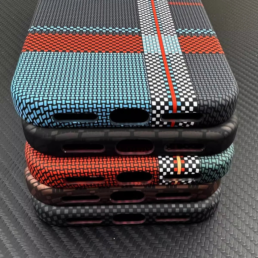 2026 New Plaid Mountain Magnetic Case for iPhone 15 16 17 Pro Max Magnets Charging Back Cover Camera Lens Protection Phone Shell