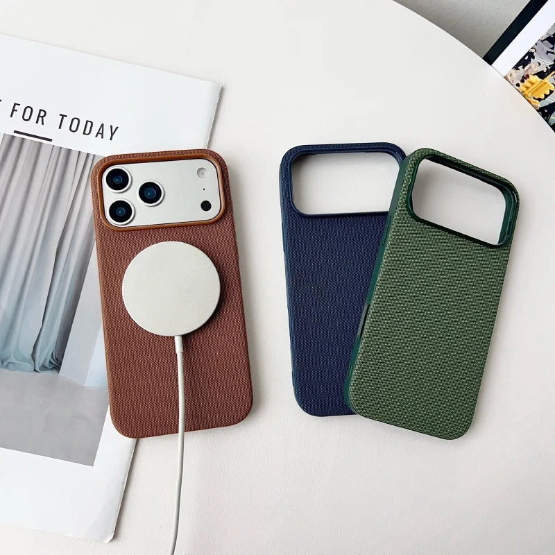For Apple Techwoven Phone Case For iPhone 17 Pro Max 15 14 13 16 Pro Max For Magsafe Magnetic Wireless Charging Protect Cover
