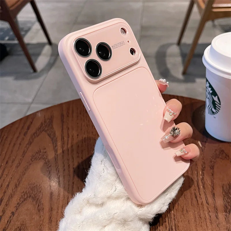 Matte Liquid Silicone Large Window Case For iPhone 17 16 15 14 13 12 Pro Max Camera Protection Veneer Leather Back Cover