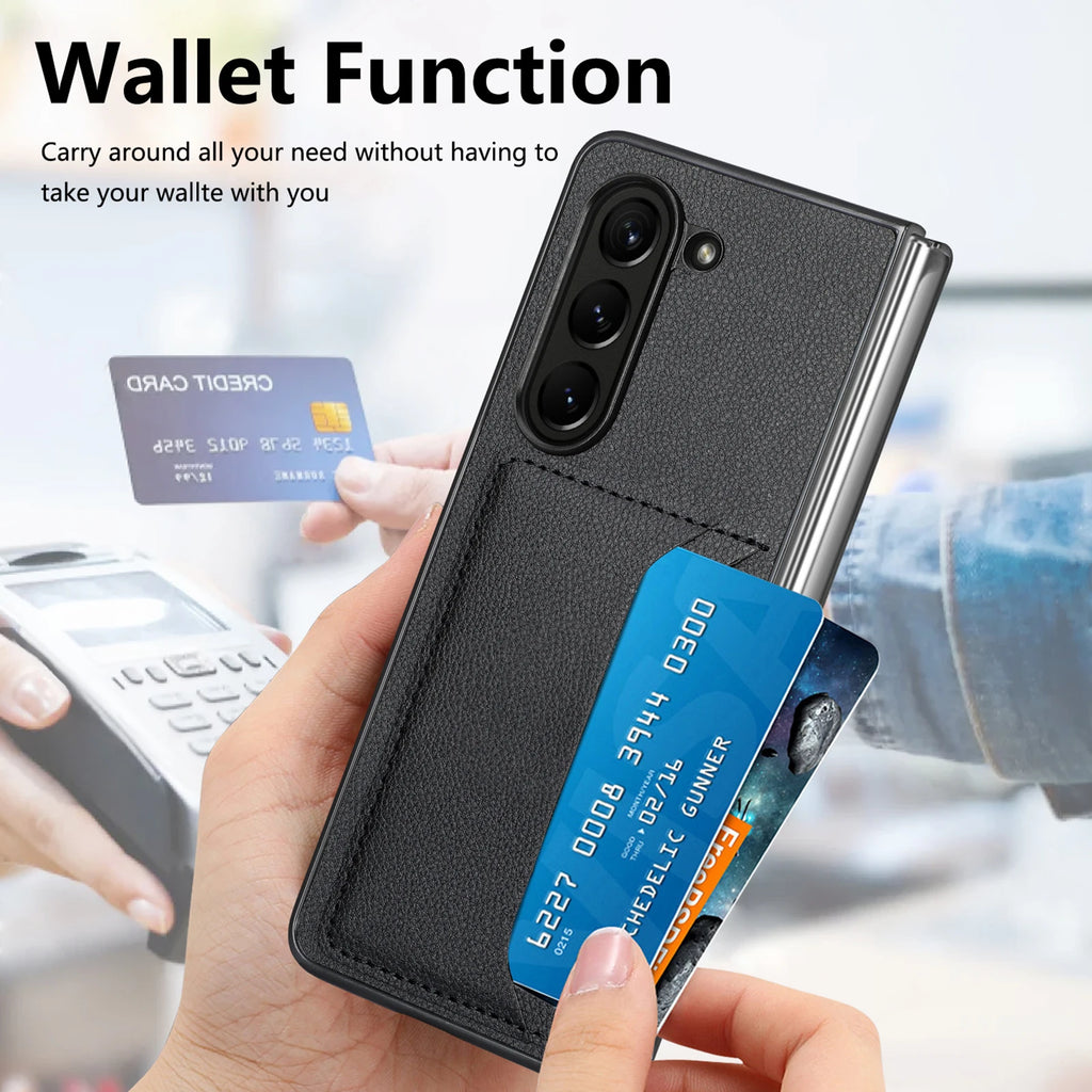 Card Holder Case for Samsung Galaxy Z Fold 7 6 5 fold7 fold6 Fold3 Fold2 Fold5 Fold4 Fold 3 2 4 Leather Mobile Phone Bag Cases