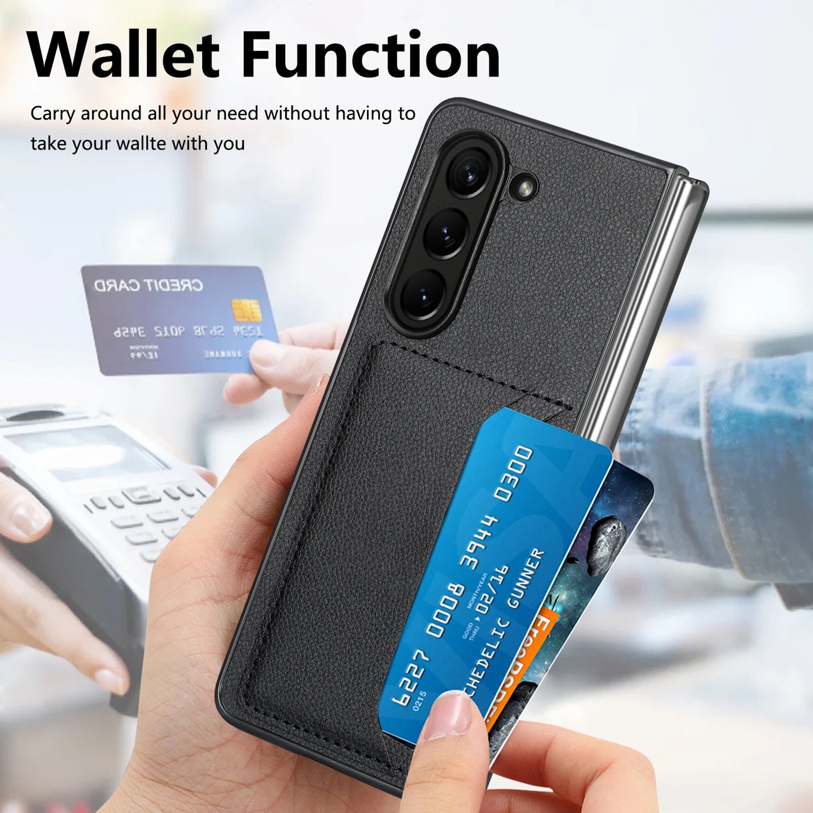 Card Holder Case for Samsung Galaxy Z Fold 7 6 5 fold7 fold6 Fold3 Fold2 Fold5 Fold4 Fold 3 2 4 Leather Mobile Phone Bag Cases