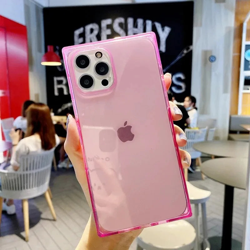 Luxury Fluorescent Color Transparent Phone Case For iPhone 17 Pro Max Air 16 15 14 13 12 11 Plus Soft Shockproof Bumper Cover