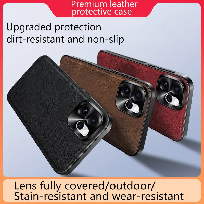 Luxury PU Leather Anti-Slip Border Shockproof Phone Case For OPPO Reno 15 Pro 13 12 11 10 9 8 14 Pro Plus F A5 A6 Pro Back Cover