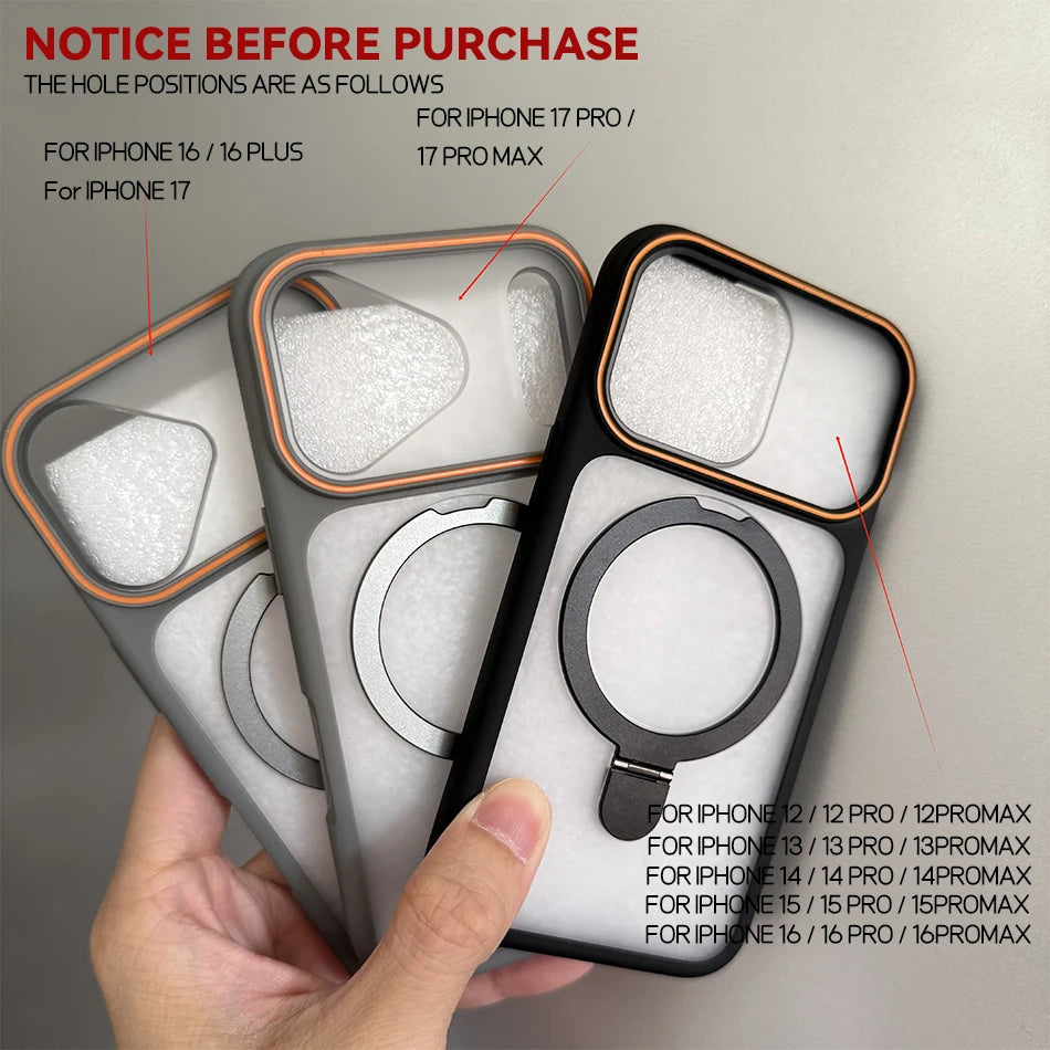 Matte Translucent Magnetic Ring Bracket Bumper Case For iPhone 17 Pro Max 16 15 14 13 12 Shockproof Stand Cover For Magsafe