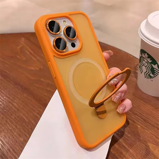 For Magsafe Magnetic Phone Case For iPhone 17 Air 16 15 14 12 13 Pro Max Matte Ring Holder Cover For iPhone 16 15 Plus 5G Fundas
