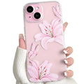 Compatible with iPhone 15 Case Clear Cute Butterfly Lily Flower Floral Pattern for Women Girls Full Camera Lens Clear Slim Shoc