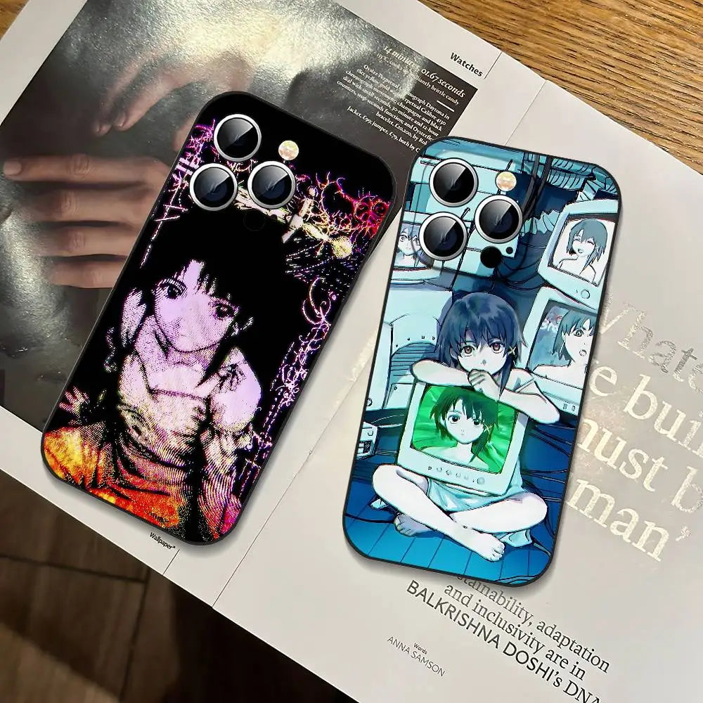 Serial Experiments Lain Slim Black Shockproof Phone Case For IPhone 17 16 15 14 13 12 11 X XR XS Max Pro Max Plus Mini
