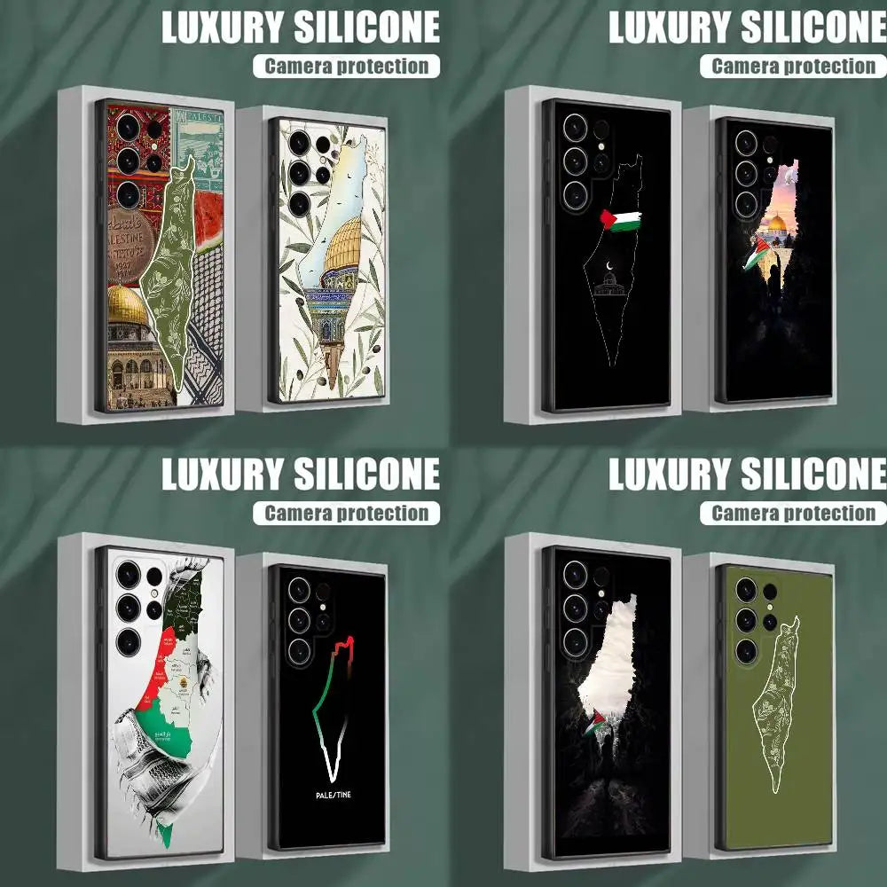 Palestines-Flag Phone Case For Samsung S25,S24,S23,S22,S21,S20,S10,Ultra,Plus,Lite,FE,Soft Silicone Black Cover