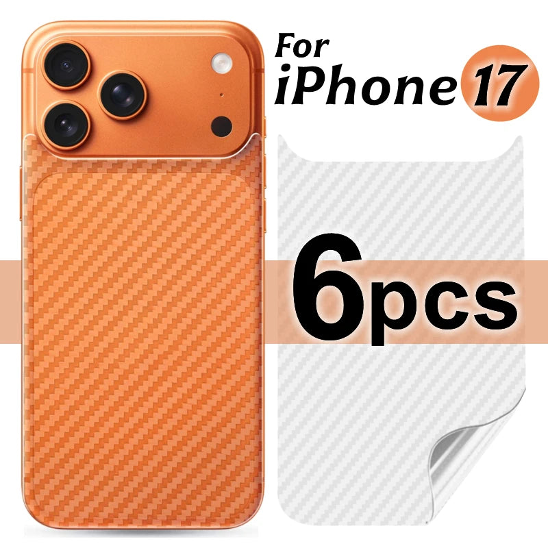 2/6Pcs for IPhone 17 Pro Max 17Air 17Pro 17PM Carbon Fiber Back Soft Film Anti-Scratch Clear Back Protective Cover For iPhone17