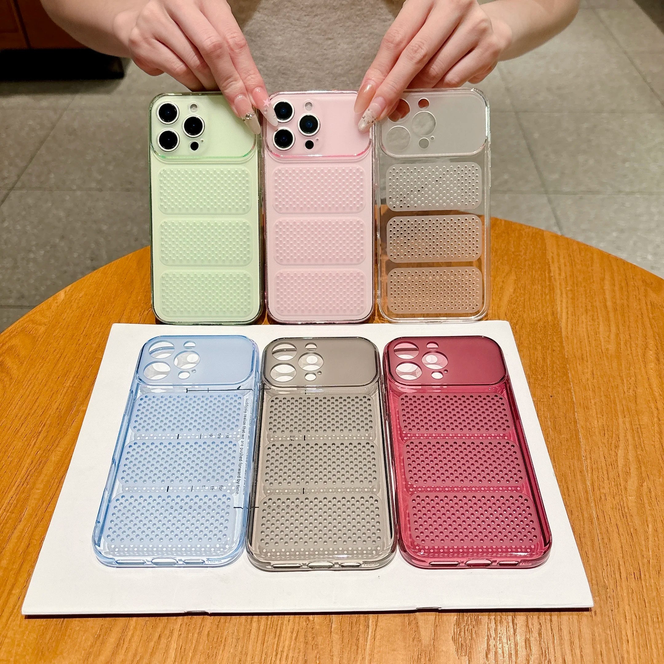 TPU Soft Cooling Phone Case For iPhone 17 Air 16 15 14 Plus 13 12 11 Pro Max Large Window Heat Dissipation  Shockproof Cover