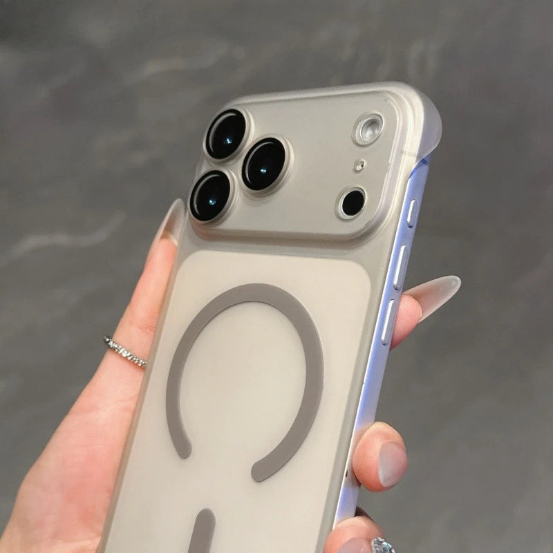 Luxury Ultra Thin Frameless Matte Case For iPhone Air 17 Pro Max 16 15 14 Plus 13 12 11 Clear For Magsafe Wireless Charge Cover