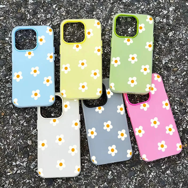 Little Orange Blossom Pattern Design 2 in 1 Matte Case For iPhone 17 16 Pro Max Air 15 14 Plus 13 12 11 XS X XR 16Plus 16E Cover