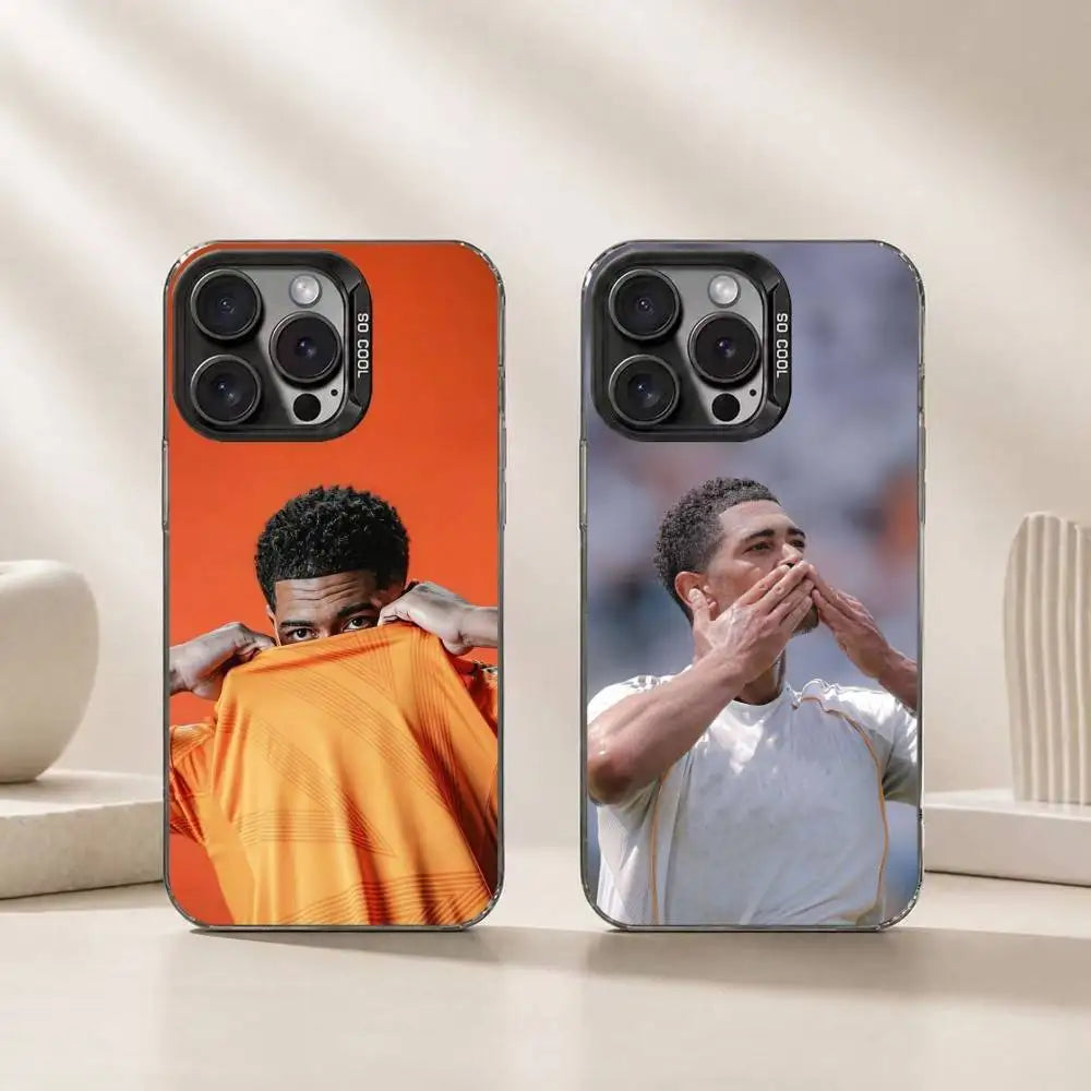 Football star J-Jude Bellingham Phone Case For iPhone 17,16,15,14,13,12,11 Plus,Pro Max,XS,Colorful Silver Black Cover