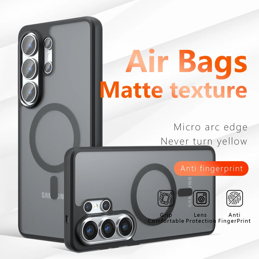 Magnetic Frosted Clear Phone Case For Samsung Galaxy S26 S25 S24 S23 S22 Ultra Plus S25 FE Plain Transparent Shockproof Cover