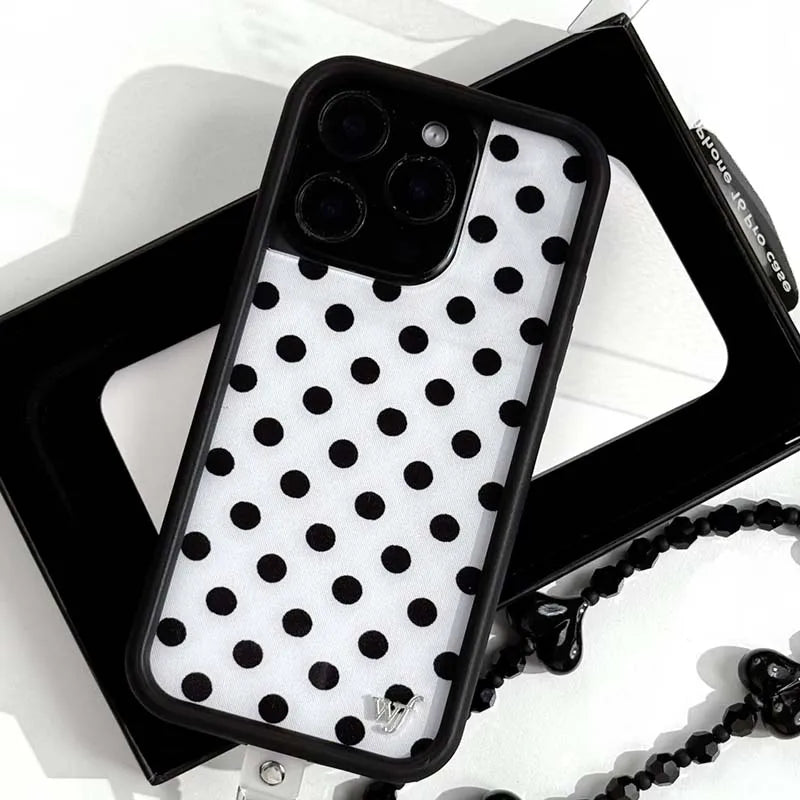 Wildflower Luxury Polka Dots Phone Case for iPhone 17 16 15 14 13 12 Pro Max Plus Fashion Wave point WF Cute Cartoon Back Cover