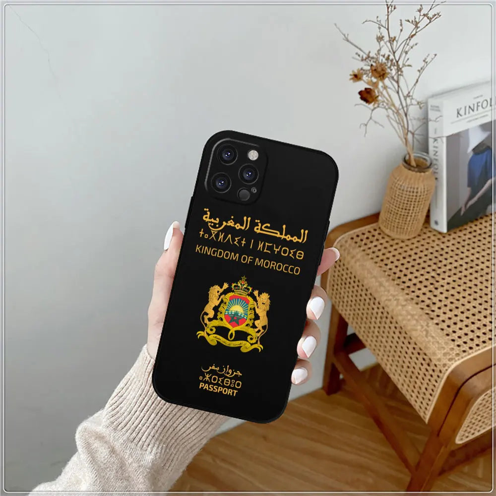 Moroccans Morocco Flag Passport Phone Case For Apple iPhone 15 14 16 13 12 11 Pro Max Mini 8 7 XS XR SE Shockproof Back Cover