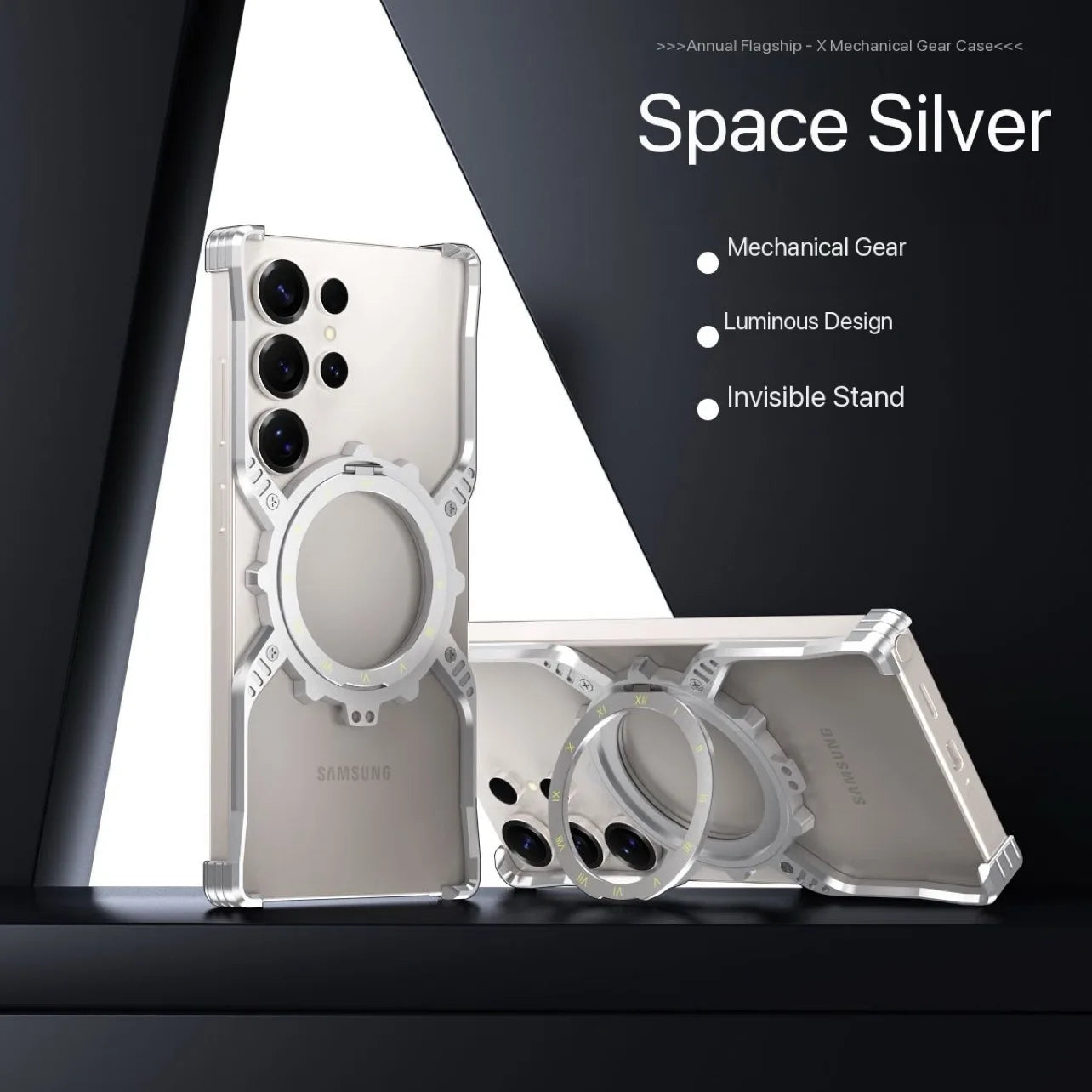 X mechanical gear phone case For Samsung Galaxy S26 S25 S24 S23 Ultra with Stand 360° Rotation Magsafe Bumper Protective Cover