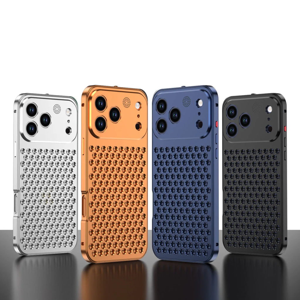 Metal Cooling Hollow Aluminum Phone Case For iPhone 17 Pro Max Aroma Diffuser Heat Dissipation Cover Funda For iPhone 17 Pro