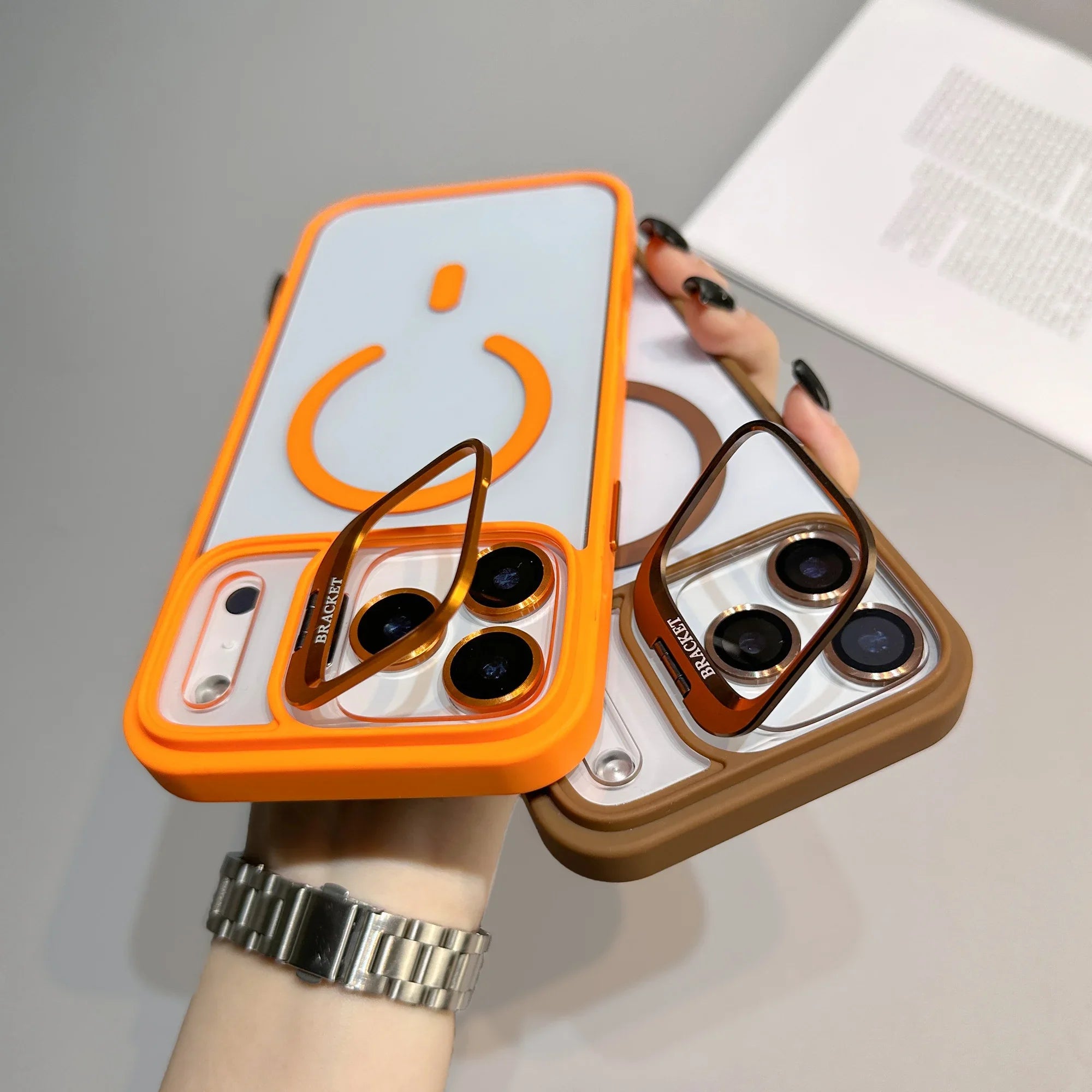 Luxury Stand Glass Lens Protection For Magsafe Phone Case For iPhone 17 Air 16 15 14 Plus 13 12 11 Pro Max 16e Magnetic Cover