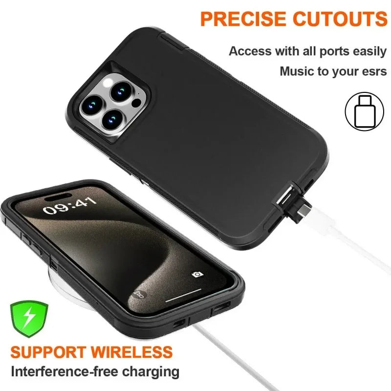 3IN1 Heavy Duty Military Dustproof Phone Case For iPhone 17 16E 15 16 14 Plus 13 12 MINI 11 17 Pro Max 17 Air Protection Cover