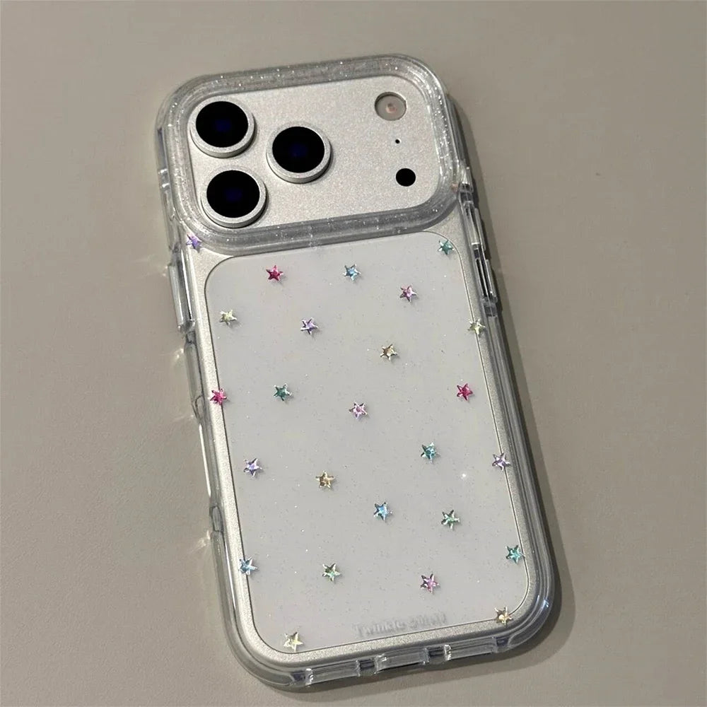 Glitter Shiny Stars Imd Transparent Back Cover for Iphone 17 16 Pro Max 13 14 15 Promax Ins Protector Shockproof Phone Case